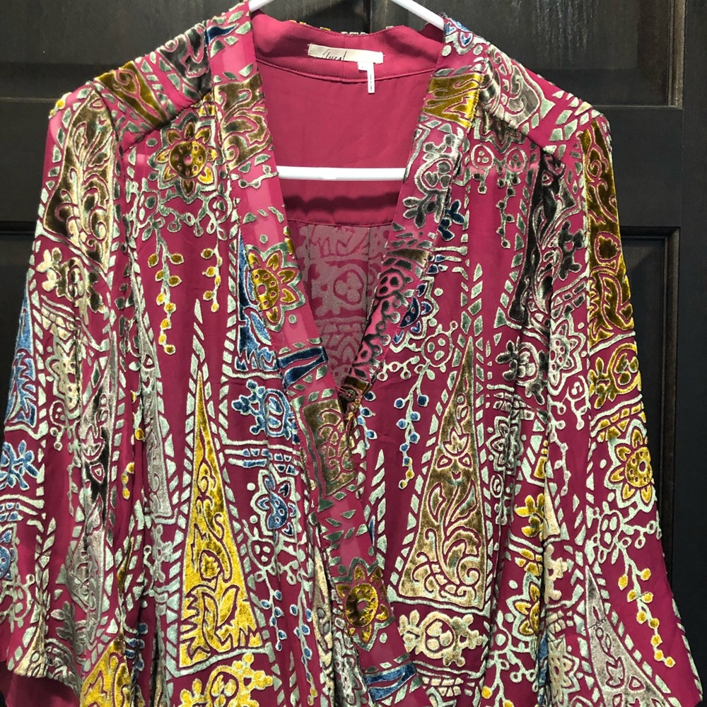 Floreat Anthropologie burnout velvet top